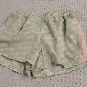 ADORABLE green and pink Nike Shorts Size 6